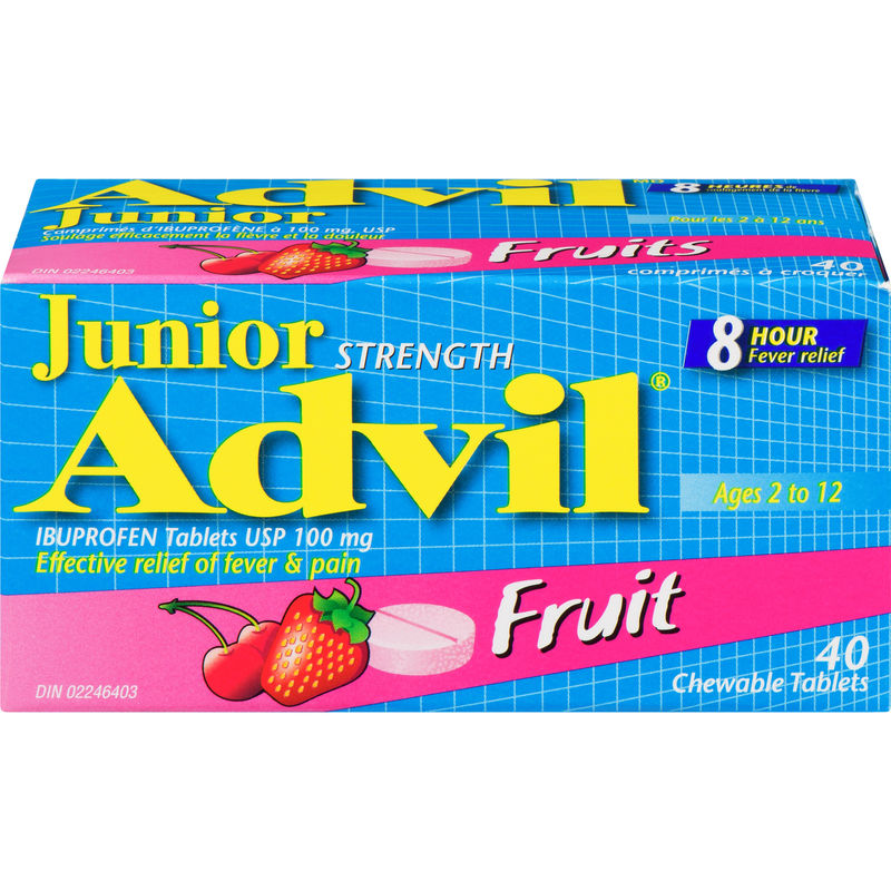 Junior Strength Advil 100 mg Chewable Tablets for Kids – 40 Count