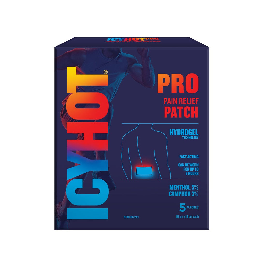 Icy Hot Pro Pain Relief Patch (5-Count Pack) - with Camphor, Menthol, & Advanced Hydrogel Technology - Fast-Acting, Targeted Relief of Muscle Ache & Joint Pain, Simple Backache, Strains, & Sprains