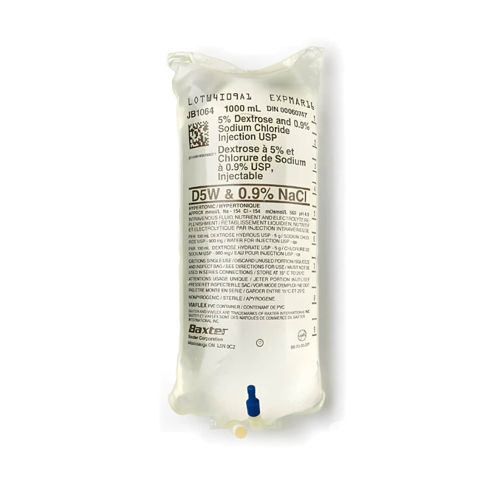 1000ml Dextrose 5% and Sodium Chloride 0.9% | BAXTER - Pack per 5