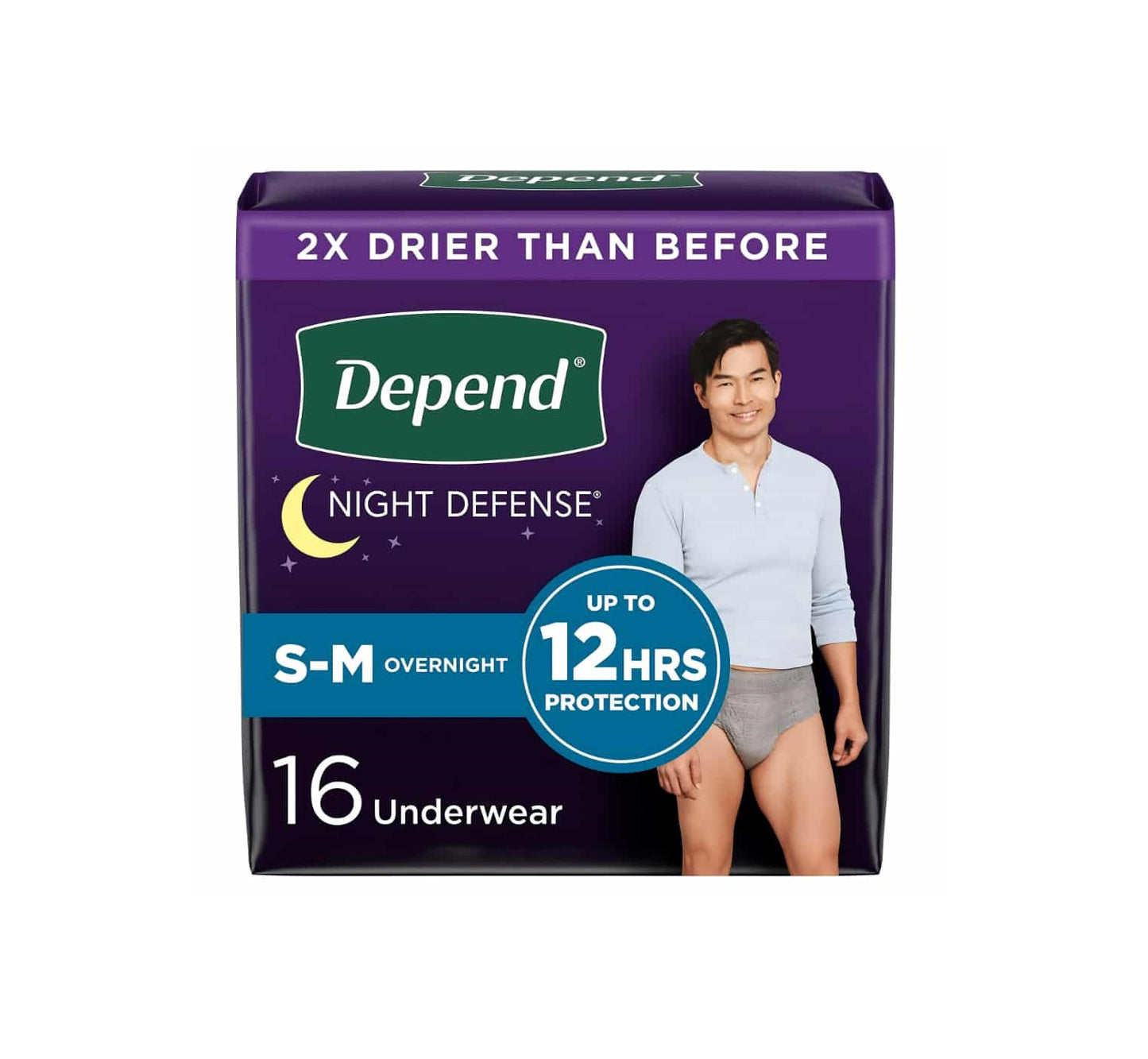 Depend Night Defense Adult Incontinence Underwear for Men - Overnight - S/M - 16 Count