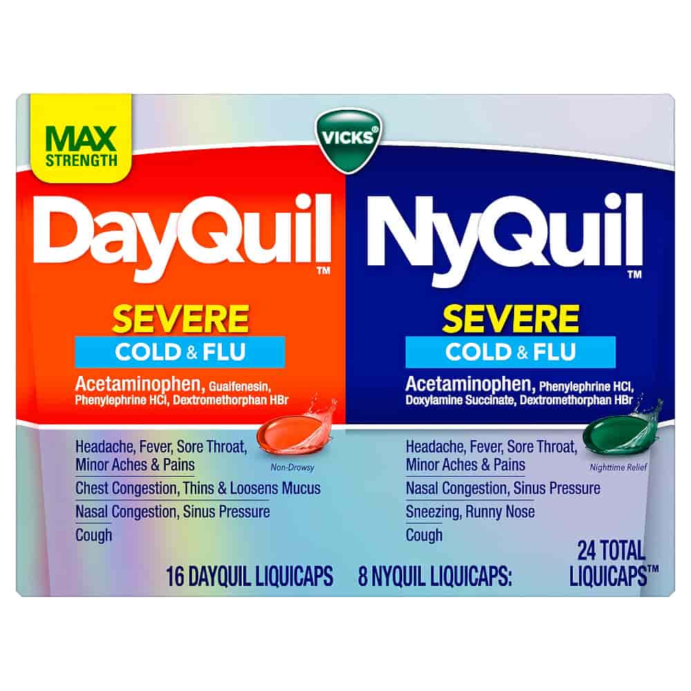 DayQuil Sinus Liquid Capsules + Vicks NyQuil Sinus liquid Capsules, Total 24 Count
