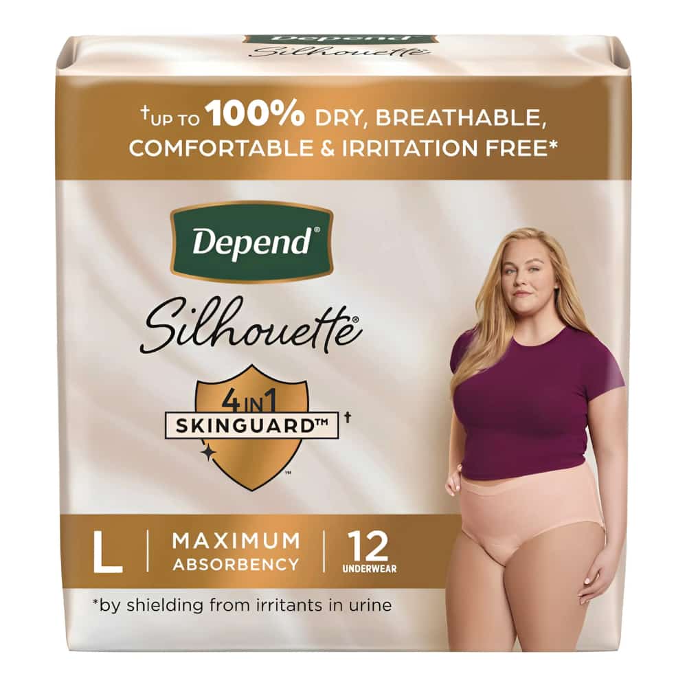 Depend Silhouette Incontinence Pants for Women - Maximum - Large - Pink - 12's