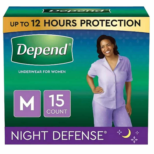 Depend Night Defense Adult Overnight Incontinence Underwear for Women - Blush - Medium - 15 Count