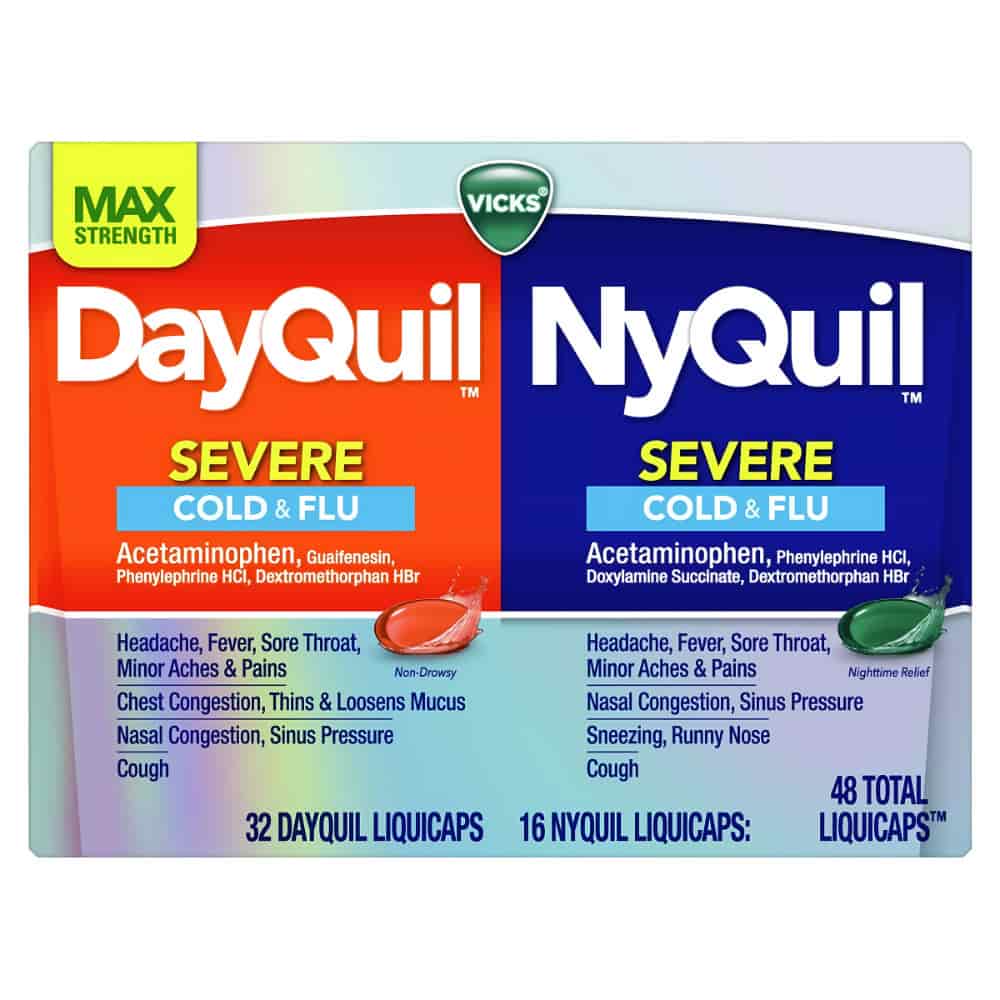 DayQuil Sinus Liquid Capsules + Vicks NyQuil Sinus Liquid Capsules, Total 48 Count