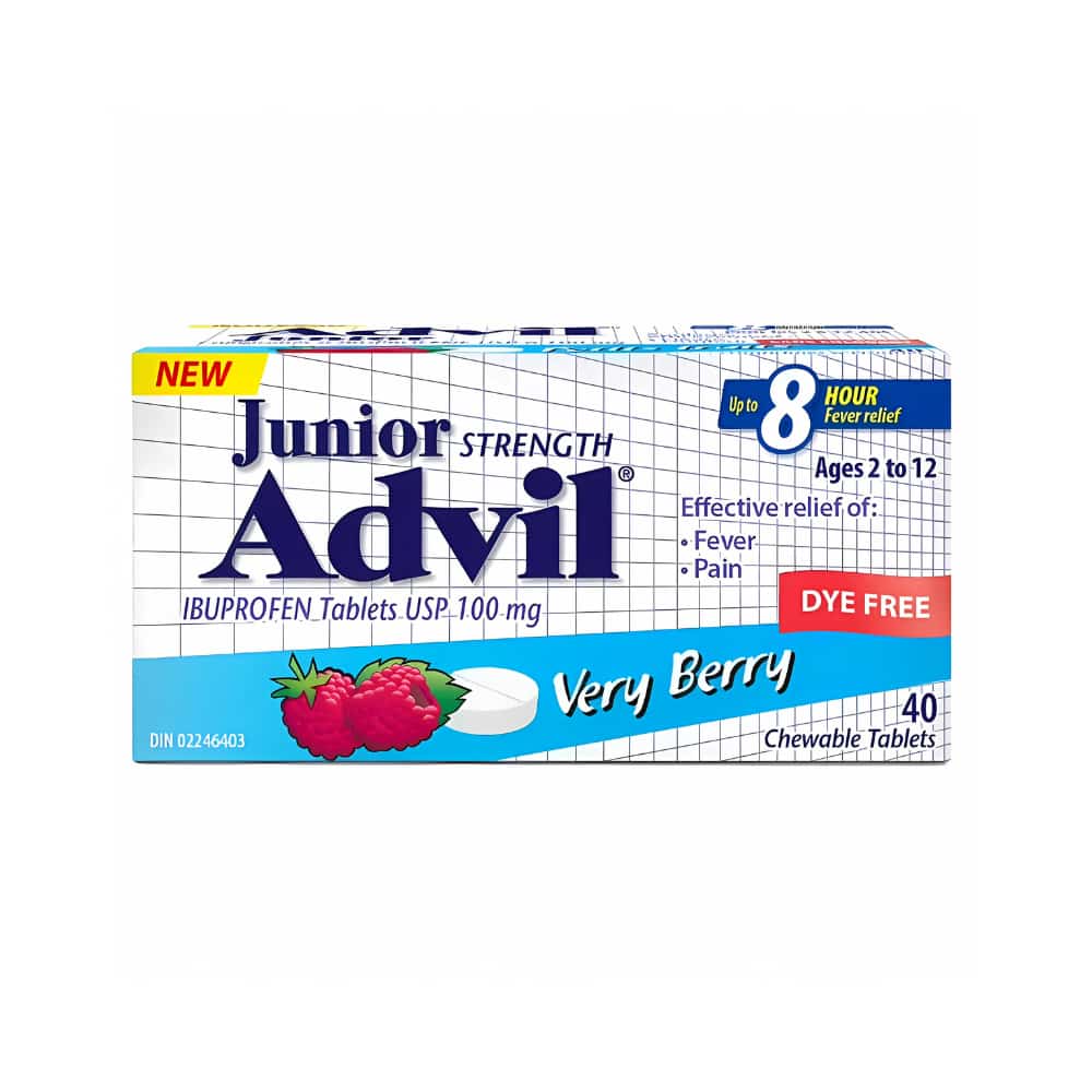 Advil Junior Strength Fever and Pain Chewable Tablets - Very Berry - 40s