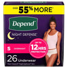 Depend Fresh Protection Night Defense Incontinence Underwear for Women - Overnight - Small - Blush - 26s
