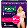 Depend Night Defense Incontinence Underwear for Women - Overnight Absorbency - Extra Large - 12 Count