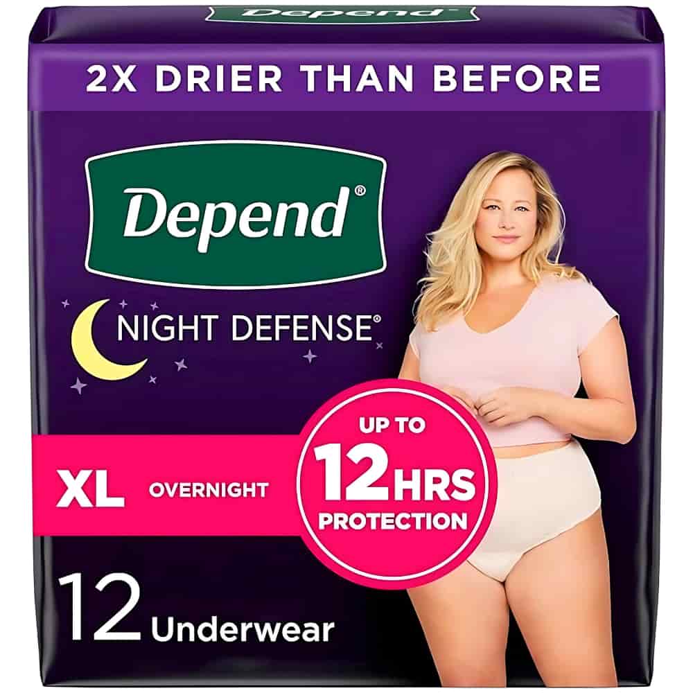 Depend Night Defense Incontinence Underwear for Women - Overnight Absorbency - Extra Large - 12 Count