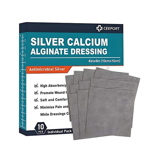 Ceeport Ag Silver Calcium Alginate Wound Dressing Pads 4''x4'' Patches