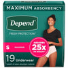 Depend Fresh Protection Adult Incontinence Underwear for Women - Maximum - Small/19 Count