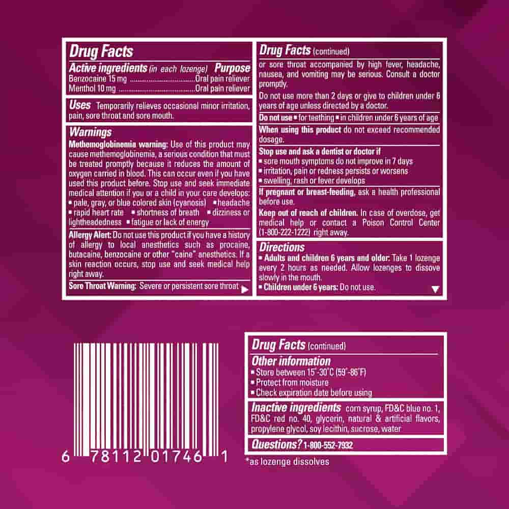 Chloraseptic Max Sore Throat with Soothing Liquid Centre Lozenges Wild Berries