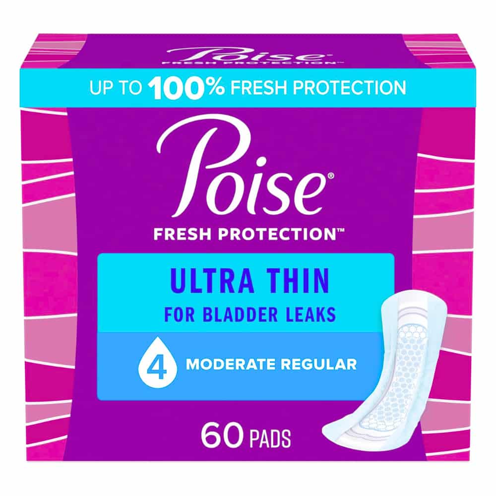 Poise Ultra Thin Postpartum Incontinence Pads, Moderate Absorbency, Regular Length, 36 Count