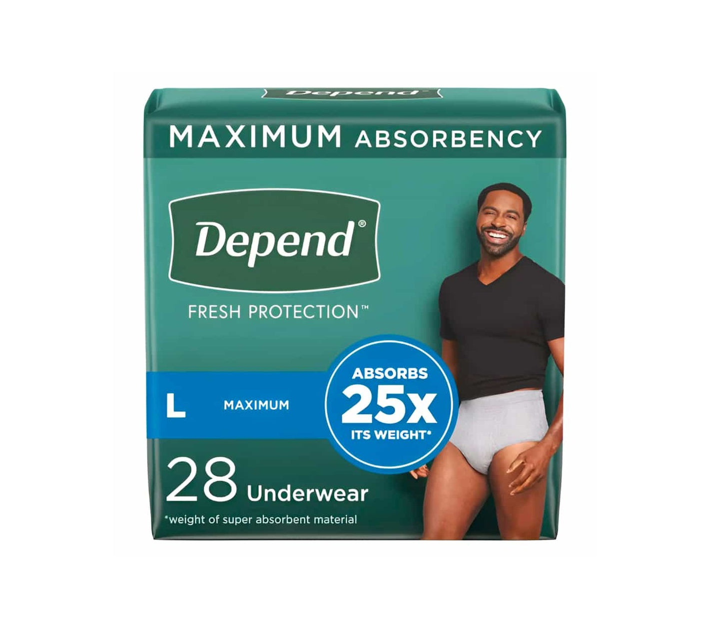Depend Fresh Protection Adult Incontinence Underwear for Men - Grey - Maximum - Large/28 Count
