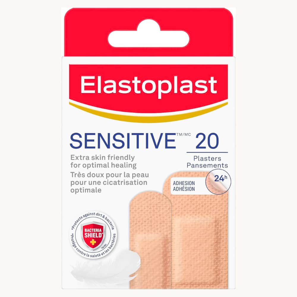 Elastoplast Sensitive Light Skin Tone Adhesive Bandages, 20 Strips
