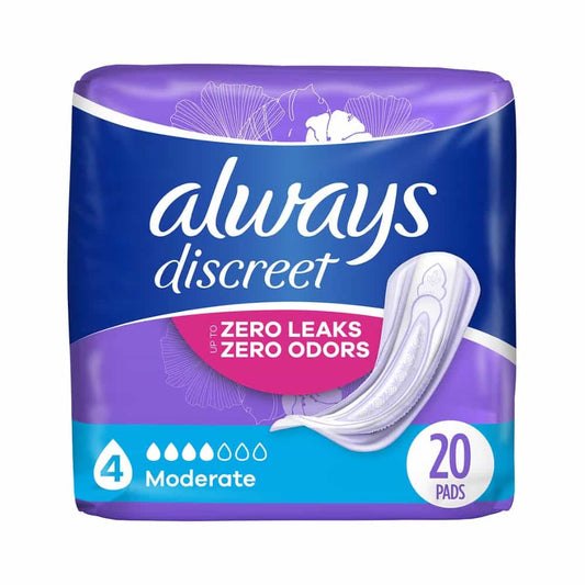 Adult Incontinence Pads for Women, Moderate Absorbency, Regular Length, Postpartum Pads