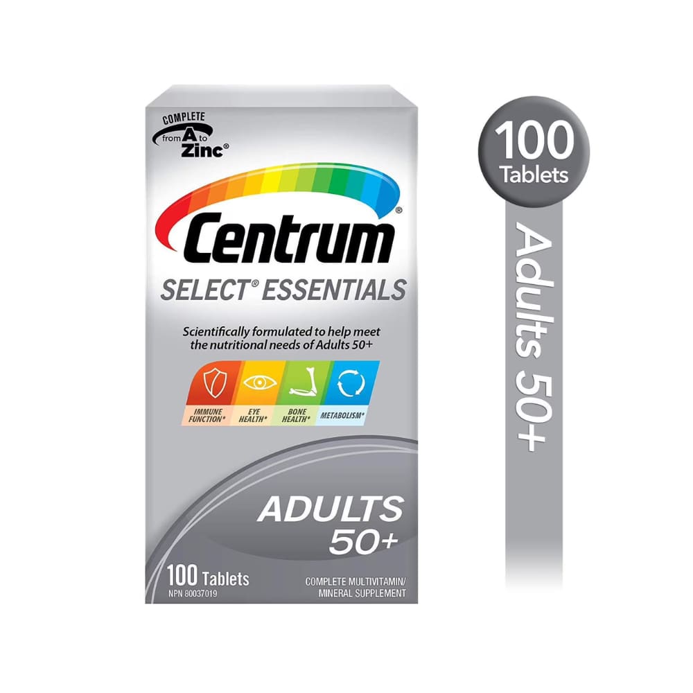 Centrum Select Essentials Adults 50+ Multivitamin and Multimineral Supplement Tablets, 100 Count
