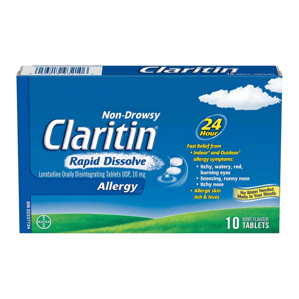 Claritin Rapid Dissolve Allergy Medicine, 24-Hour Non-Drowsy Relief 10 mg, 10 Tablets