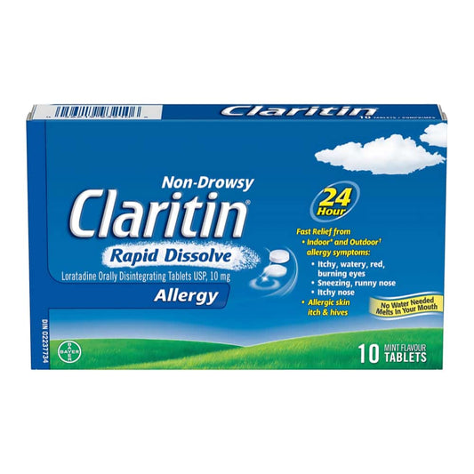 Claritin Rapid Dissolve Allergy Medicine, 24-Hour Non-Drowsy Relief 10 mg, 10 Tablets