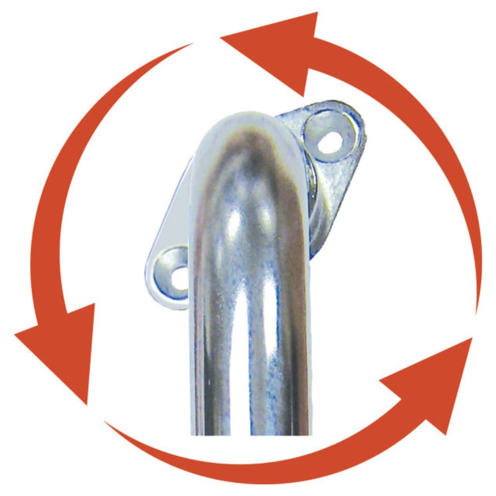 Chrome Knurled Grab Bar with Rotating Flange 16"