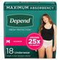 Depend Fresh Protection Incontinence Underwear for Women - Maximum Absorbency - Medium - 18's