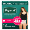 Depend Fresh Protection Incontinence Underwear for Women - Maximum Absorbency - Medium - 18's