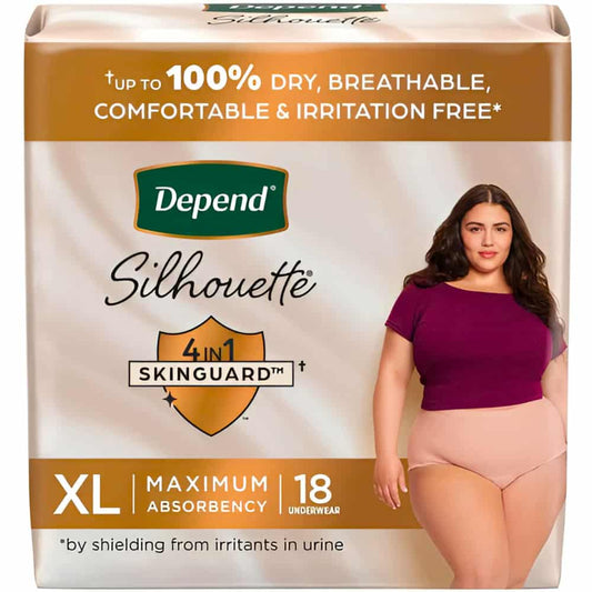 Depend Silhouette Adult Incontinence & Postpartum Underwear for Women, Maximum Absorbency, Extra Large, Pink