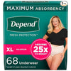 Depend Fresh Protection Adult Incontinence Underwear for Women - Blush - Maximum - Medium - 30 Count