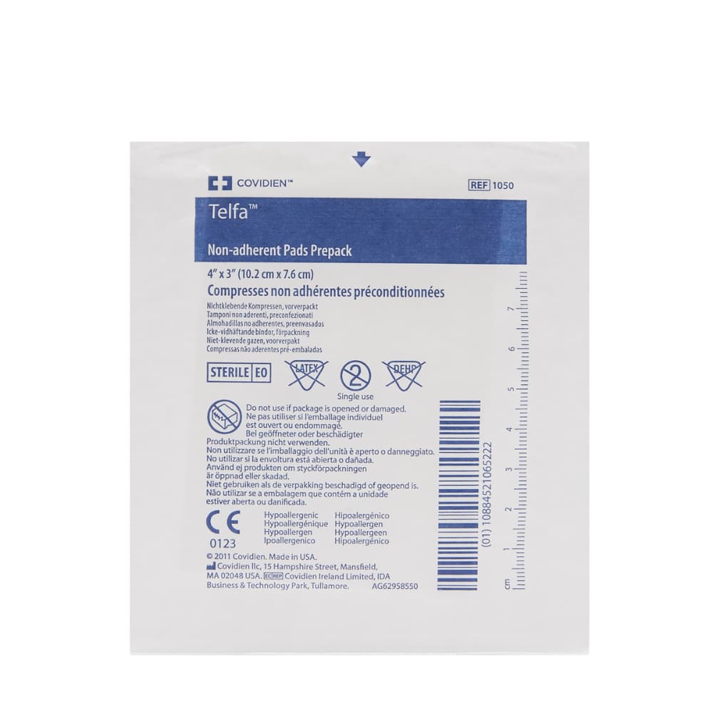 Covidien 1050 Telfa Non-Adherent Pads Prepack 4" x 3" Pack of 50
