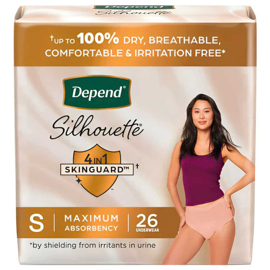 Depend Silhouette Adult Incontinence & Postpartum Underwear for Women, Maximum Absorbency, Small, Pink