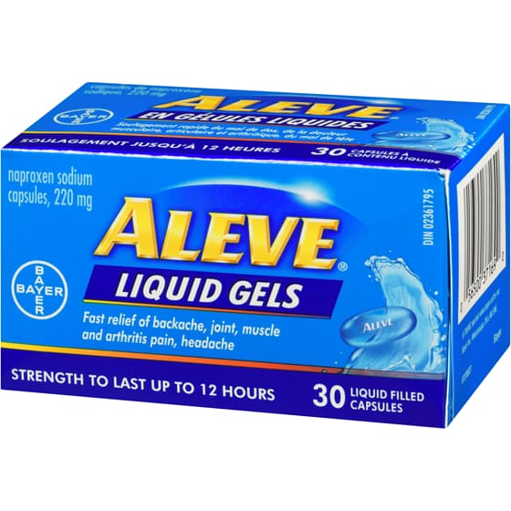 ALEVE Pain Relief Liquid Gels, Strength to Last Up to 12 Hours, Naproxen Sodium 220mg, 30 Liquid Gel Capsules