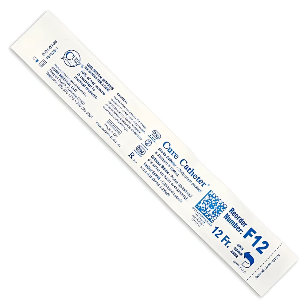 Cure Medical Cure Male Straight Tip Intermittent Catheter - Box 100 pcs