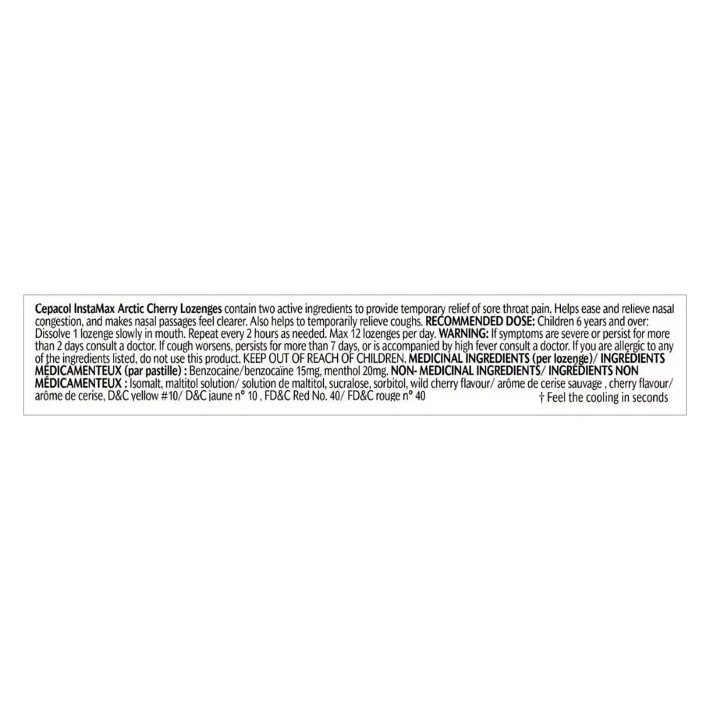 Cepacol® Instamax Arctic Cherry, Sore Throat Lozenges, 12 ct