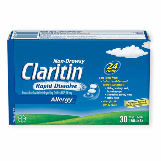 Claritin Rapid Dissolve Allergy Medicine, 24-Hour Non-Drowsy Relief 10 mg, 30 Tablets
