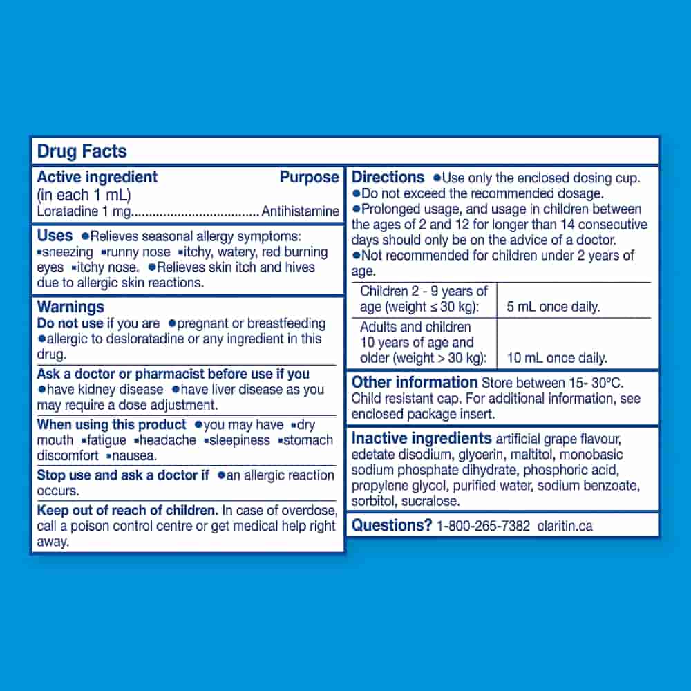Claritin Kids, Allergy Medicine, 24-Hour Non-Drowsy Relief Syrup, Grape Flavour, 120 mL