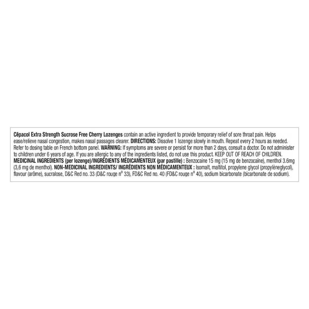 Cepacol® Extra Strength Sucrose Free Cherry, Sore Throat Lozenges, 16 ct