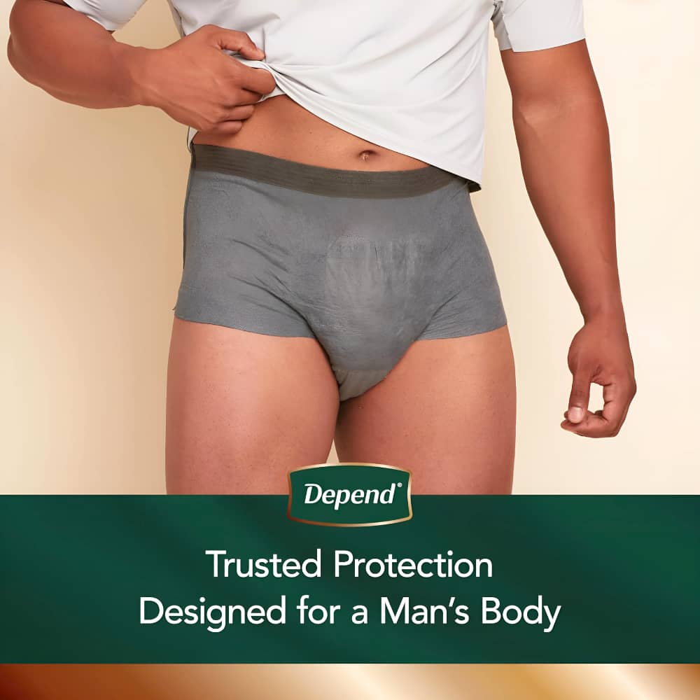 Depend Real Fit Incontinence Pants for Men - Maximum - Large/Extra Large - Grey/Black - 12's