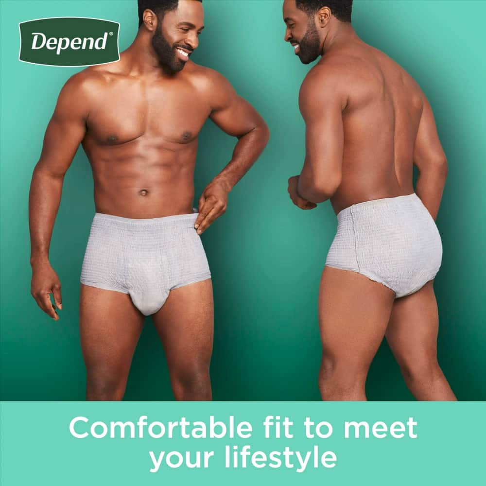 Depend Fresh Protection Adult Incontinence Underwear for Men - Grey - Maximum - Large/72 Count