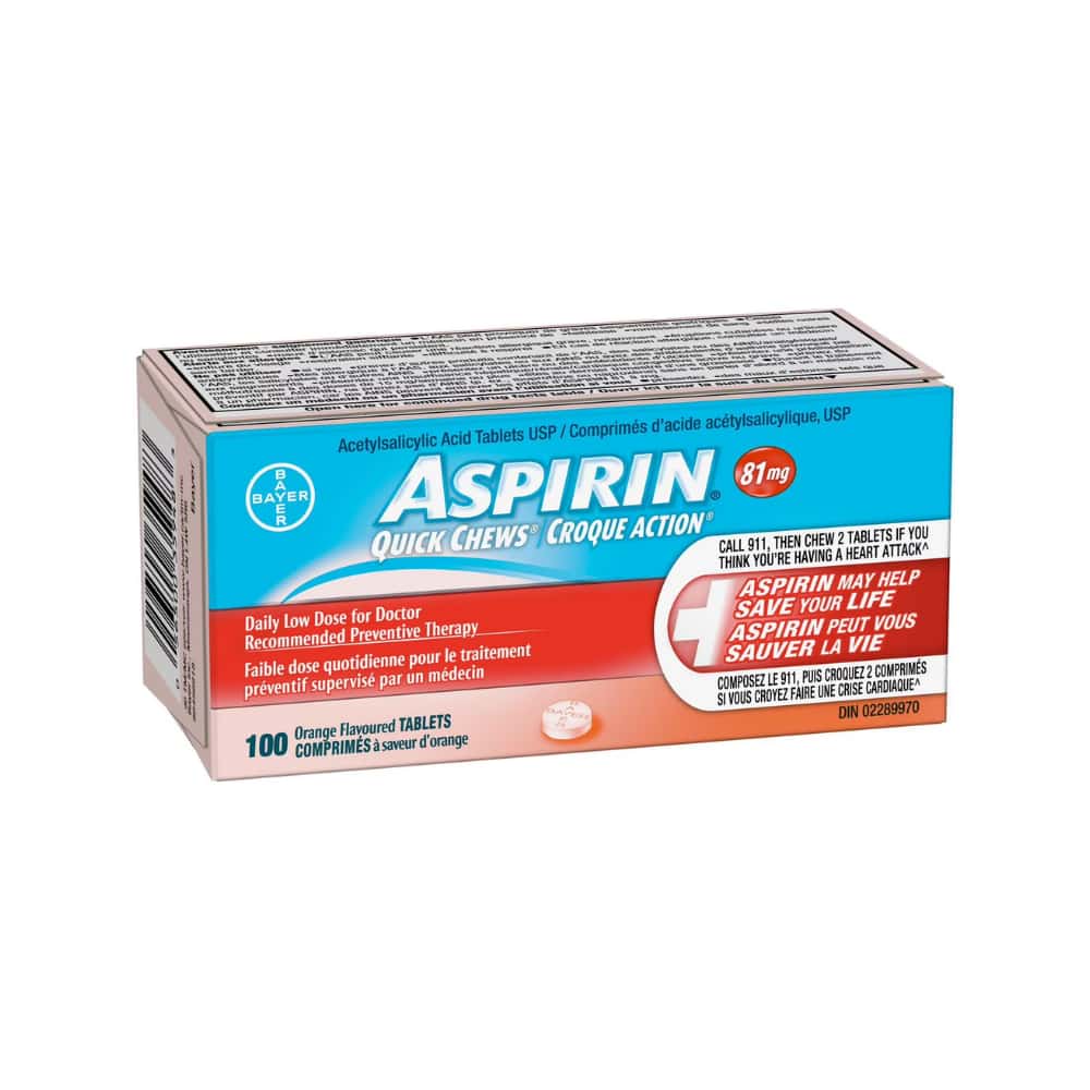 Aspirin 81mg Quick Chews - Orange - 100 tablets