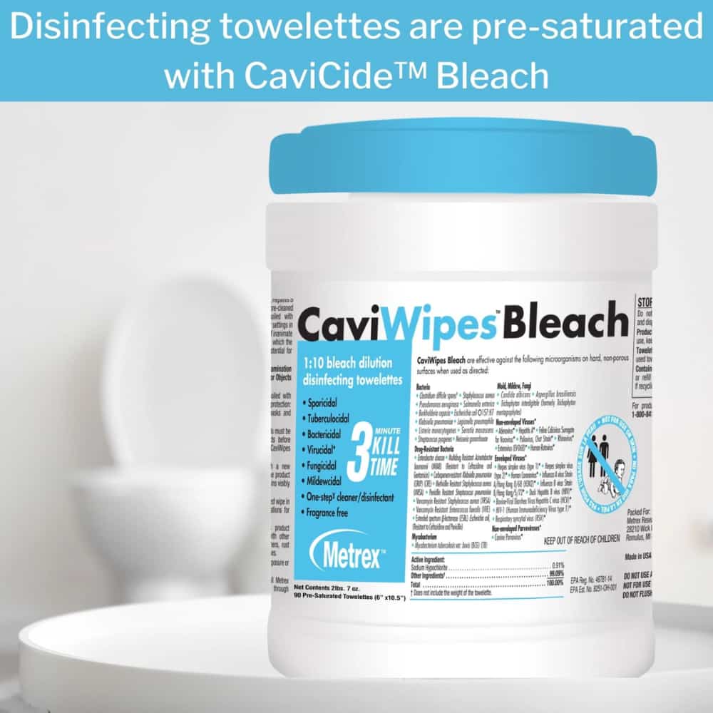 CaviWipes Bleach Pre-Saturated Disinfecting Towelettes 90 ct.