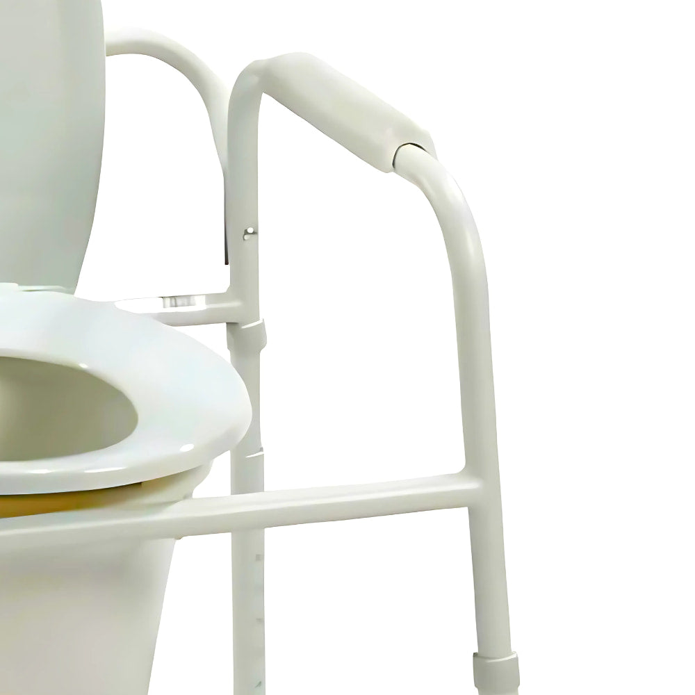 Deluxe All-In-One Welded Steel Commode with Plastic Armrests
