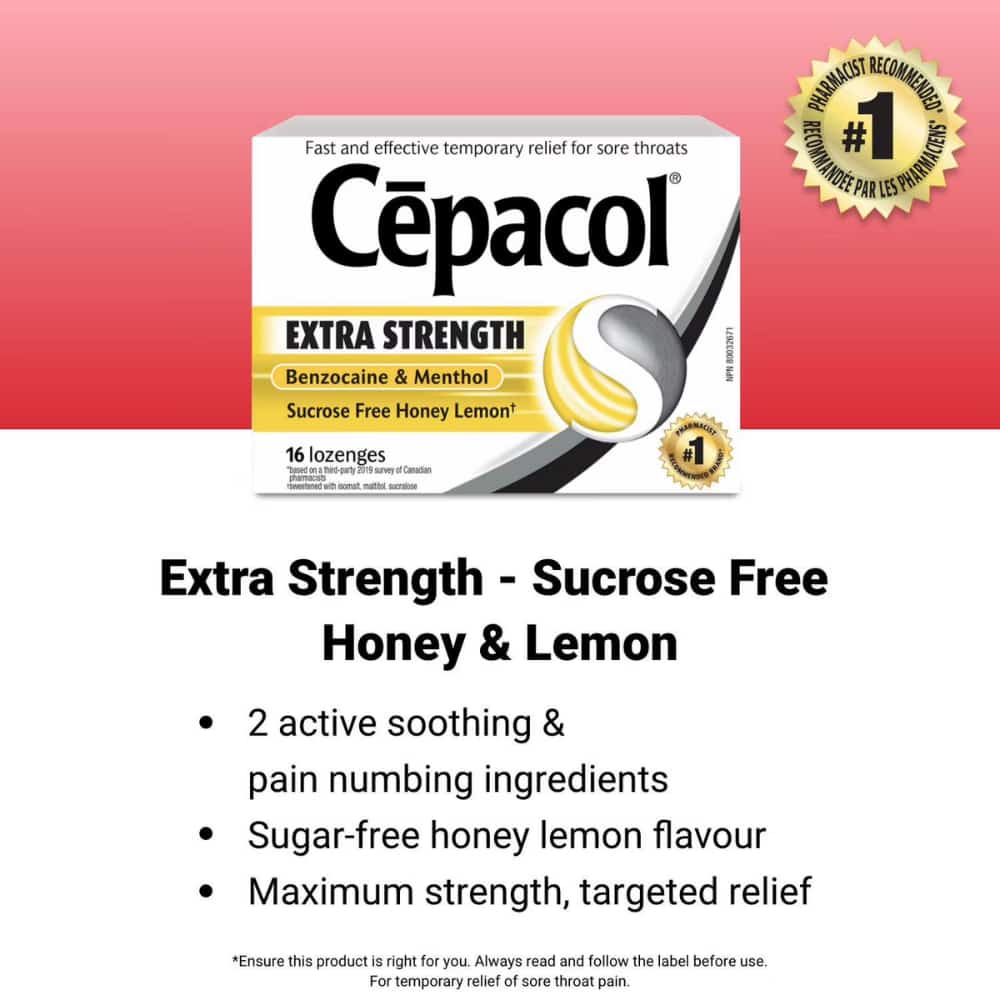Cepacol Extra Strength Oral Lozenges - Sucrose Free - Honey Lemon - 16s