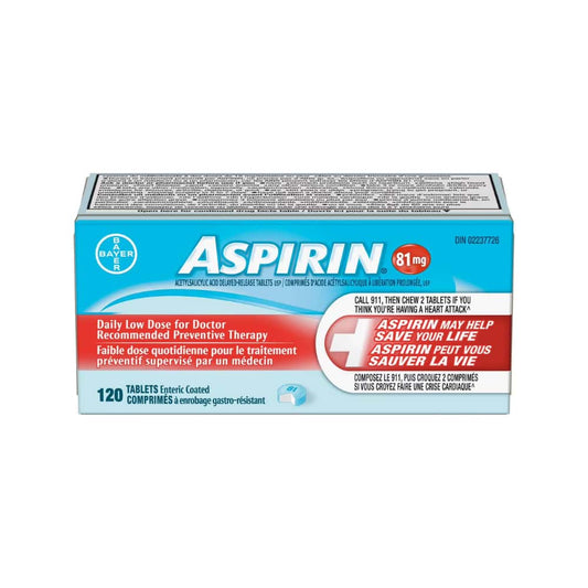 ASPIRIN 81mg, Daily Low Dose Enteric Coated Tablets, 120 Tablets