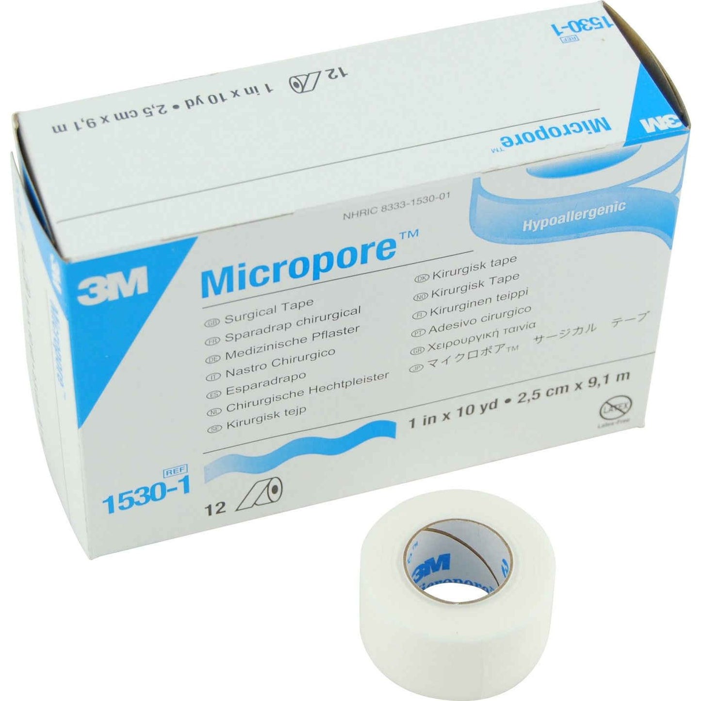 3M Micropore™ Paper Tape, 1/2" (Box 24 pcs)