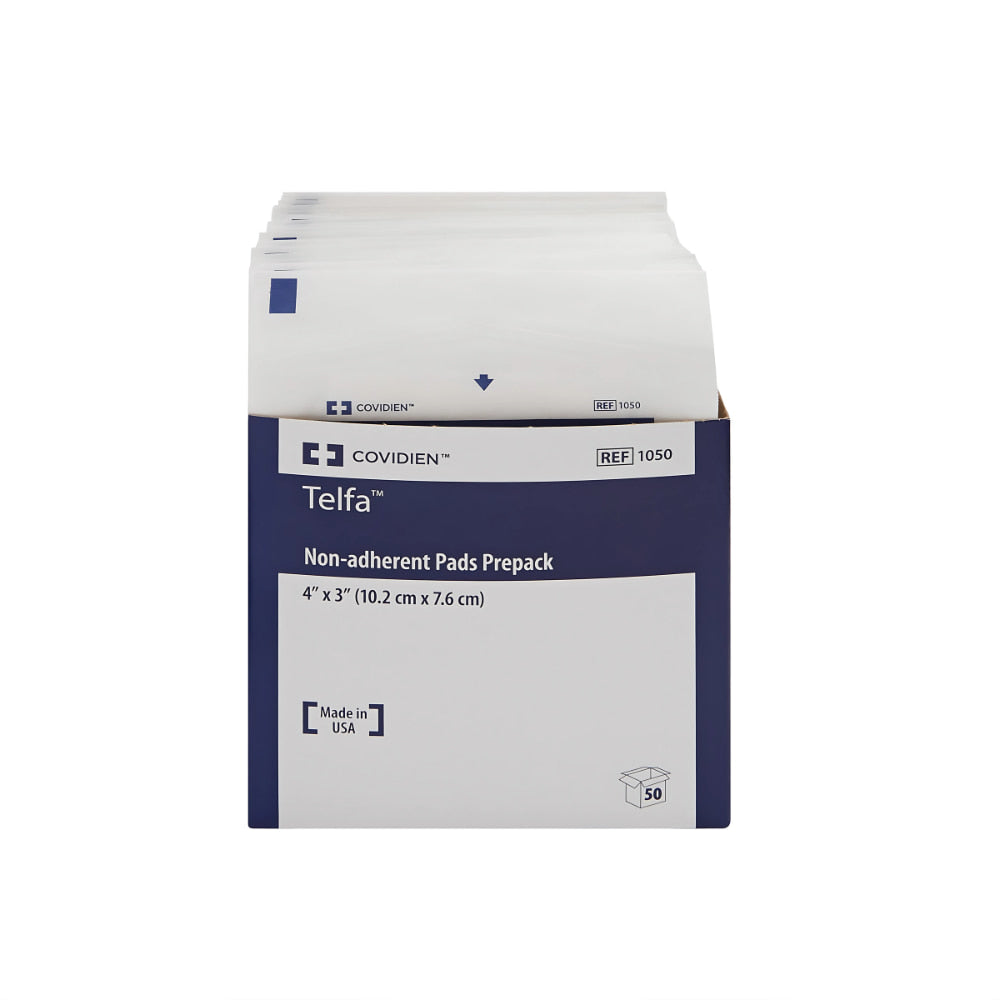 Covidien 1050 Telfa Non-Adherent Pads Prepack 4" x 3" Pack of 50
