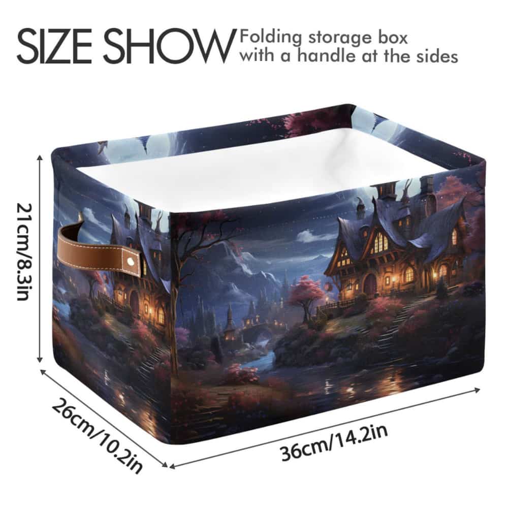 Castle in Magic Storage Basket Large Bin Laundry Boxes Toys Foldable Home Organizer Bag 14.2x10.2x8.3 Inches 2 PCs