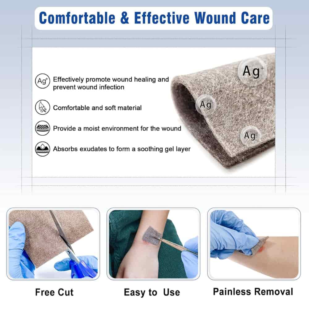 Ceeport Ag Silver Calcium Alginate Wound Dressing Pads 4''x4'' Patches