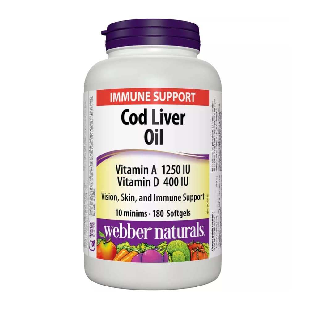 Cod Liver Oil - Vitamin A & D 1250 IU/400 IU - 100 Softgels