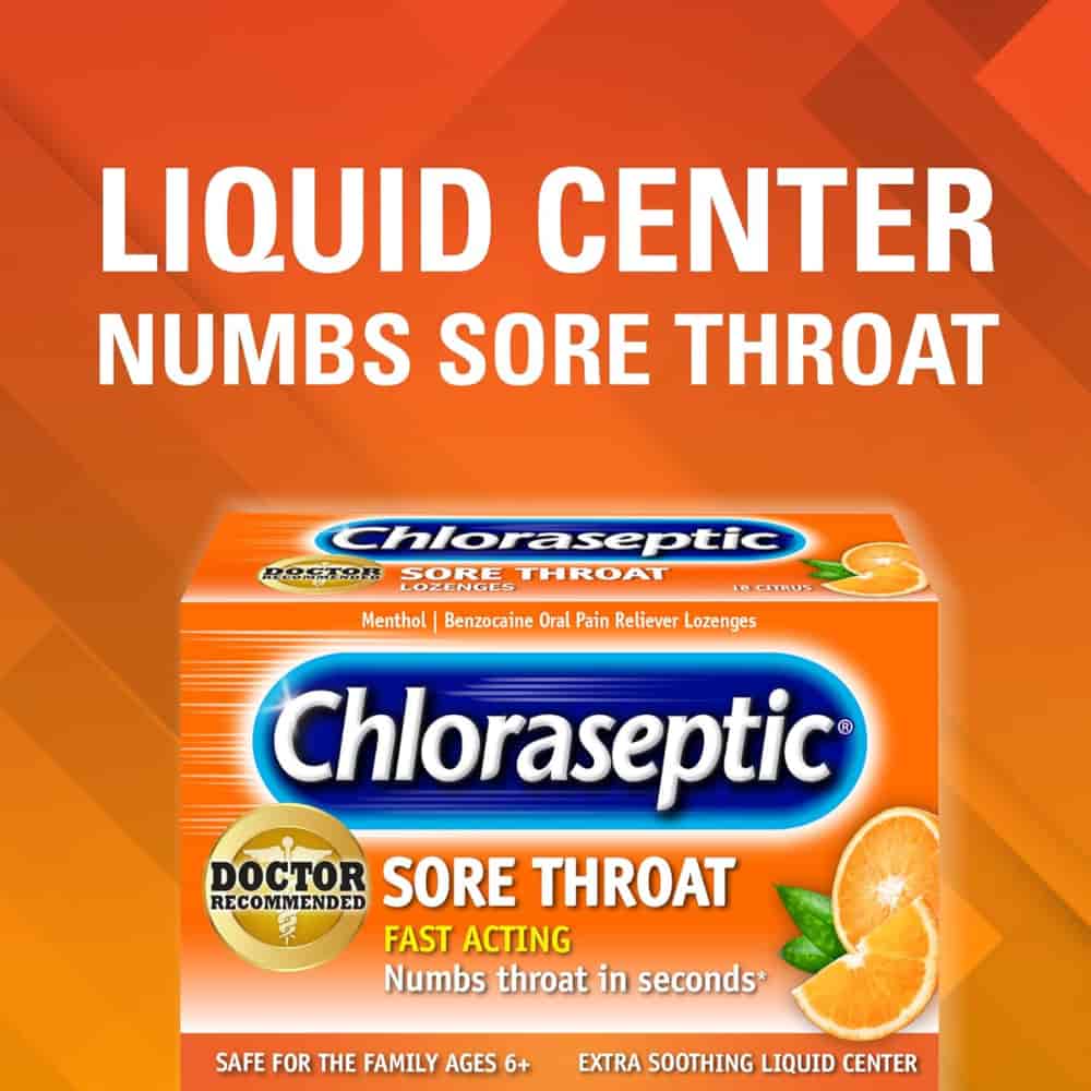 Chloraseptic Sore Throat with  Soothing Liquid Centre Lozenges Citrus