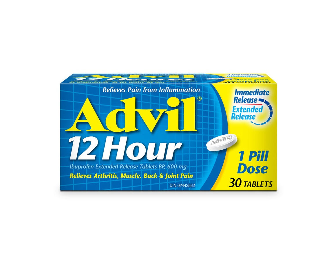 Advil 12 Hour Tablets for Extended Pain Relief, 600 mg Ibuprofen, 30 Count