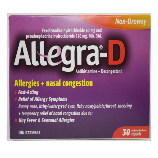 Allegra-D Allergies + Nasal Congestion Caplets - 30's